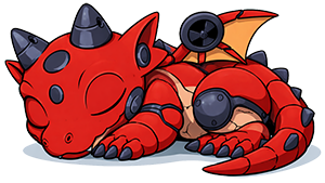 Pixel the Alchemy I.T. mascot resting on a computer