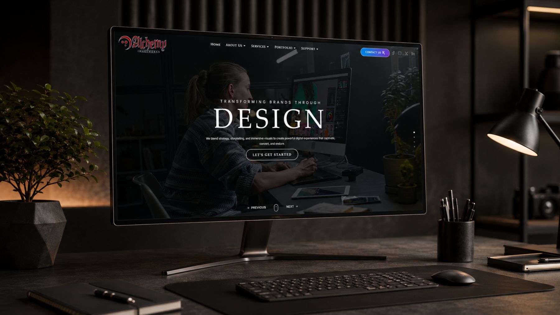 Alchemy Imageworks website design displayed on a desktop monitor